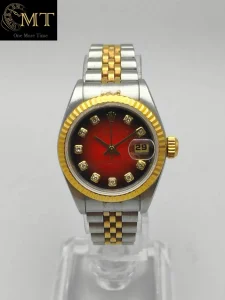 Rolex Lady-Datejust 26mm Two-Tone Red Vignette Dial Ref.79173