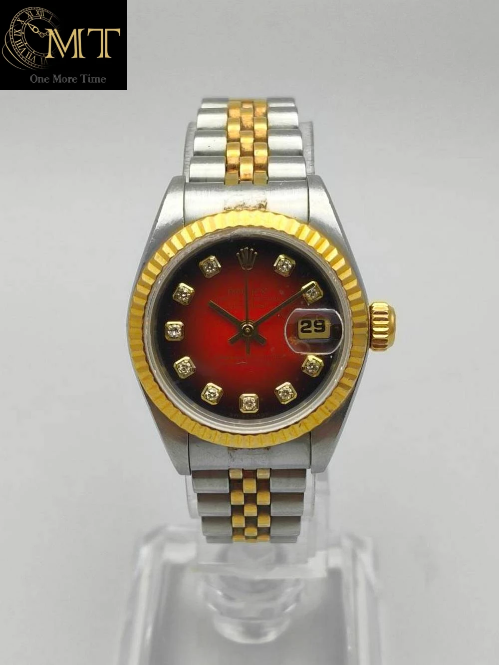 Rolex Lady-Datejust 26mm Two-Tone Red Vignette Dial Ref.79173