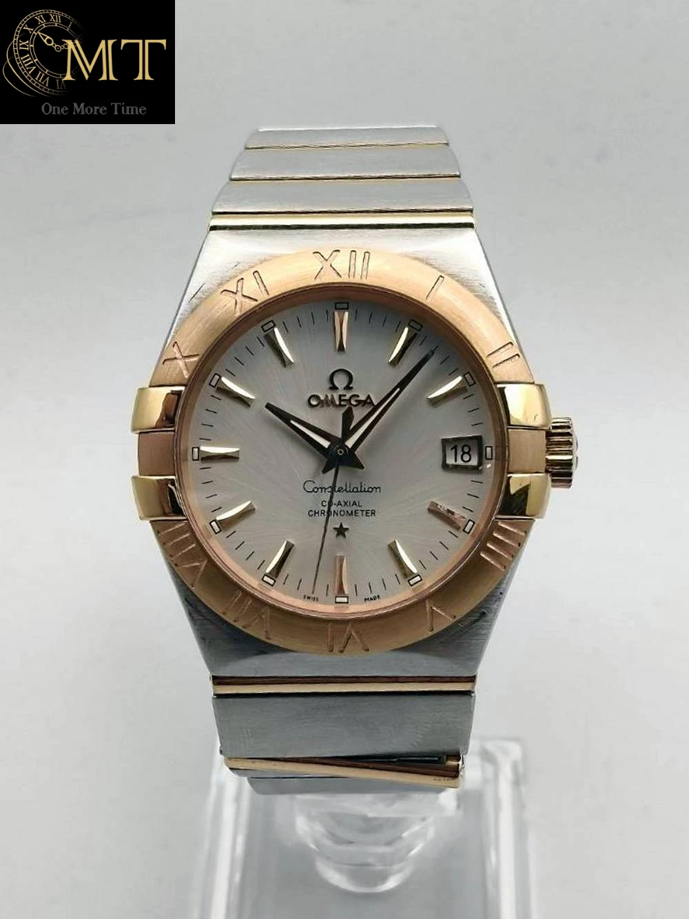 Omega Constellation 38mm Two-Tone Steel Red  Gold Silver Dial Ref.123.20.38.21.02.001