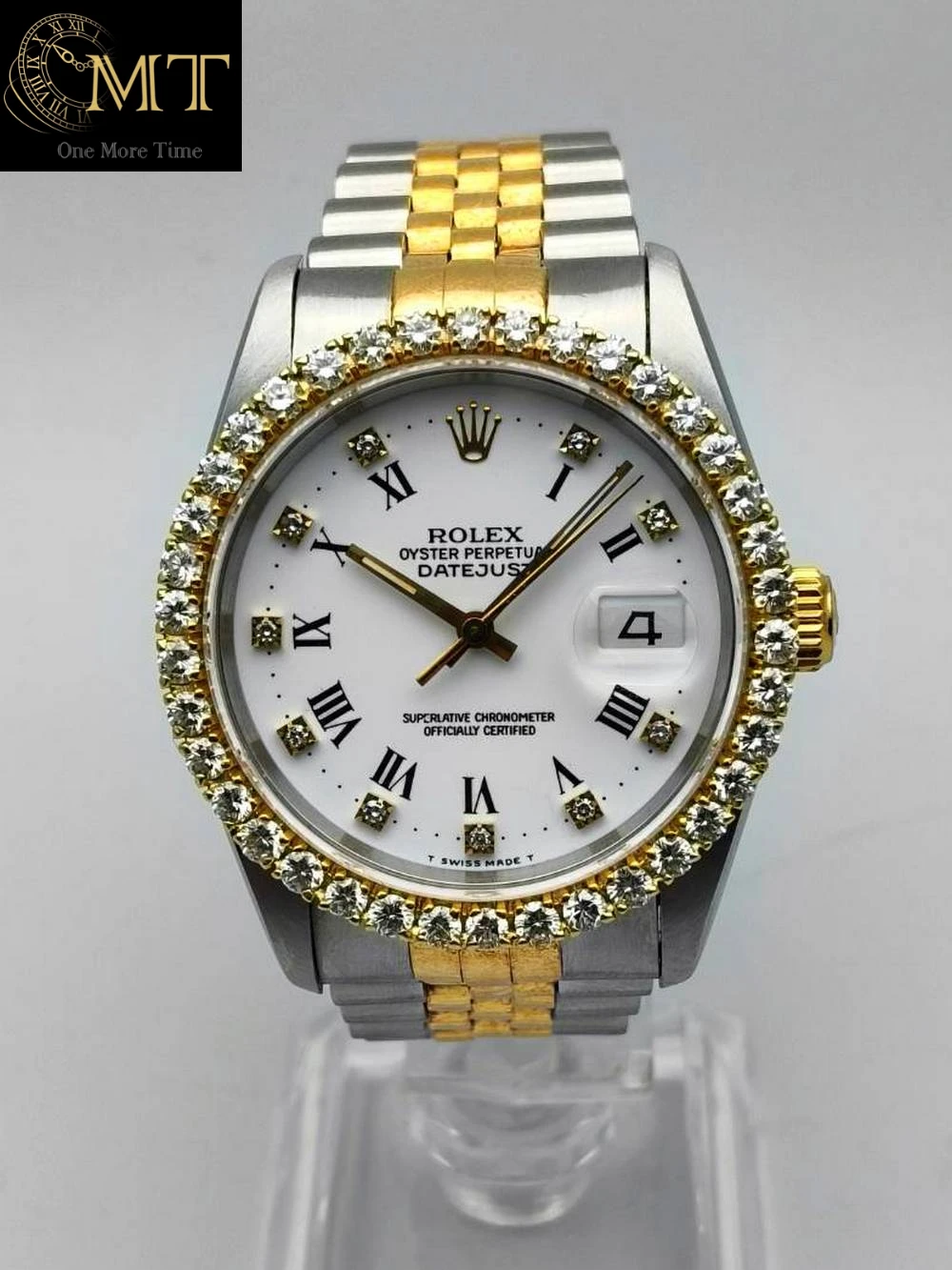 Rolex Datejust 36mm Jubilee Gold & Steel White Roman Diamond Dial Ref.16233
