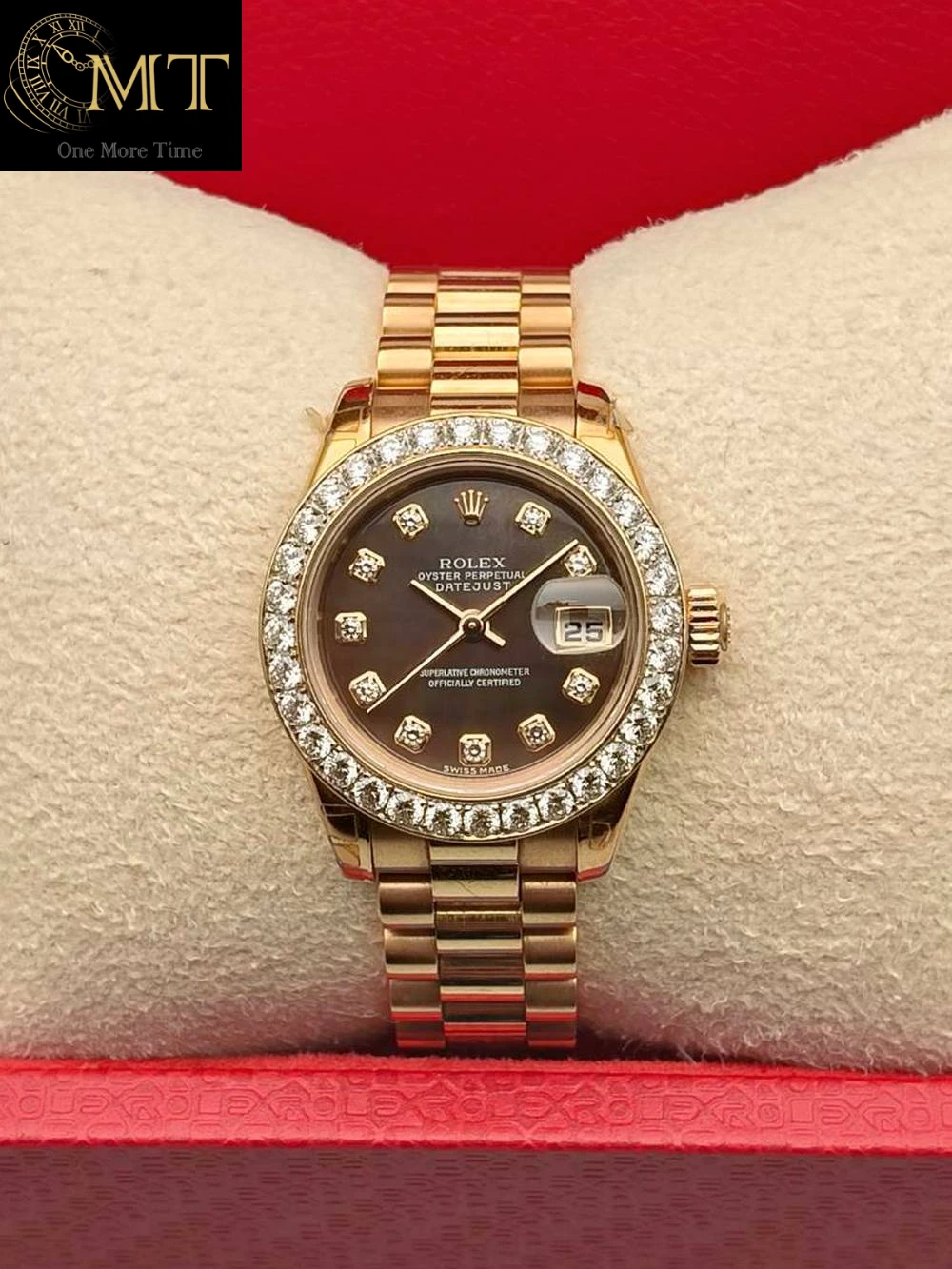 Rolex Lady-Datejust 26mm 18k Yellow Gold Black Mother of Pearl Dial Ref.179175