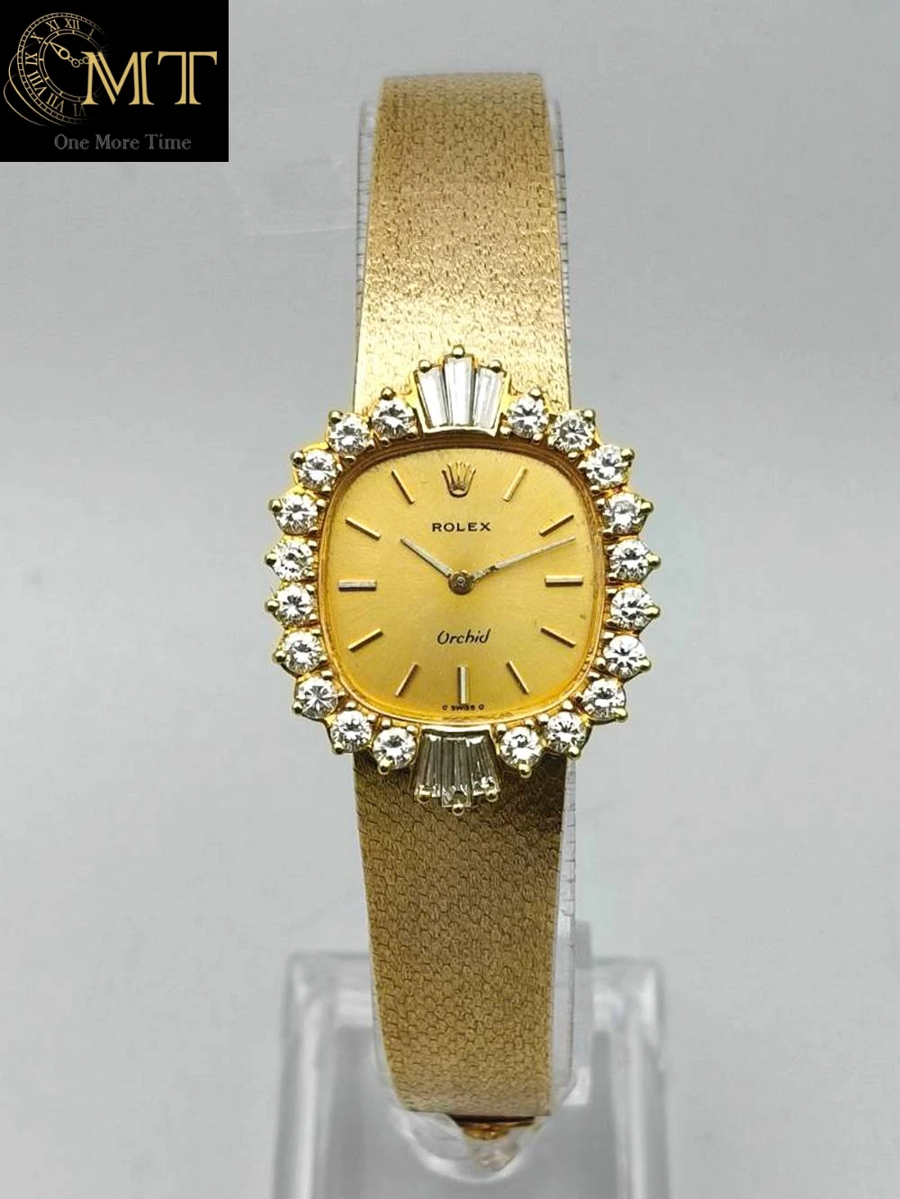 Rolex Orchid 18K Solid Gold Diamond Bezel Gold Dial Vintage Watch