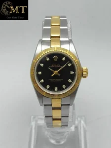 Rolex Oyster Perpetual 26mm Yellow Rolesor Black Diamond Dial Ref.67193