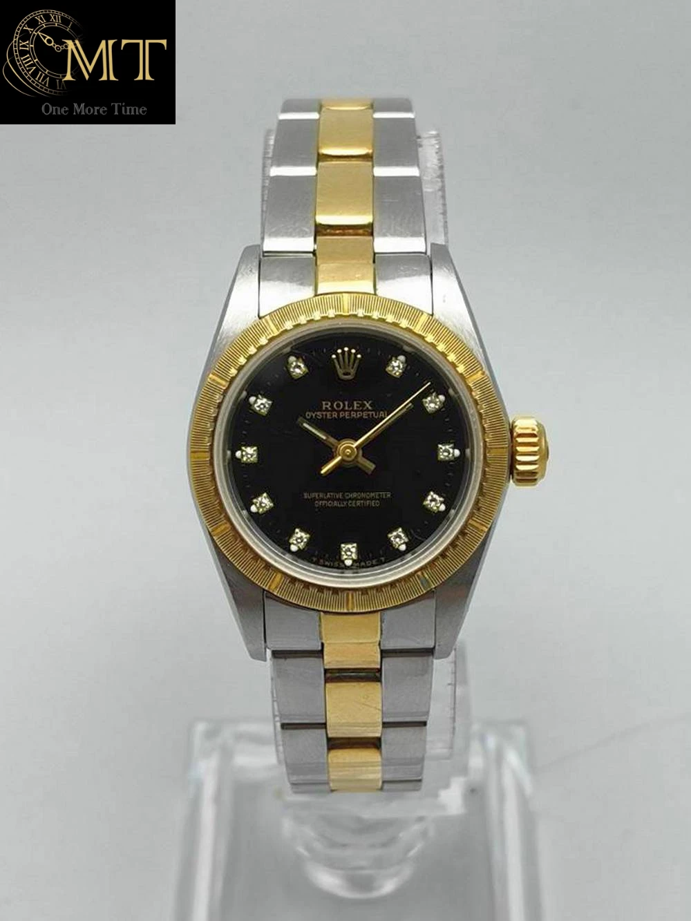 Rolex Oyster Perpetual 26mm Yellow Rolesor Black Diamond Dial Ref.67193
