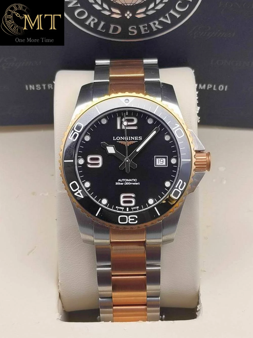 Longines HydroConquest 41mm Black Dial Two-Tone Steel Yellow Gold Auto Ref.L3.781.3.56.7