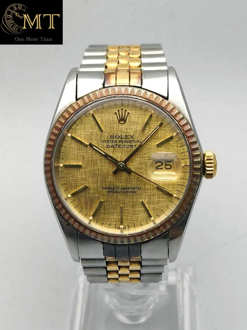 Rolex Datejust 36mm Champagne Linen Dial Gold & Steel Fluted Bezel Jubilee Ref.16013