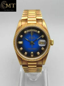 Rolex Day-Date 36mm Blue Vignette Diamond Dial Yellow Gold President Ref.18238B