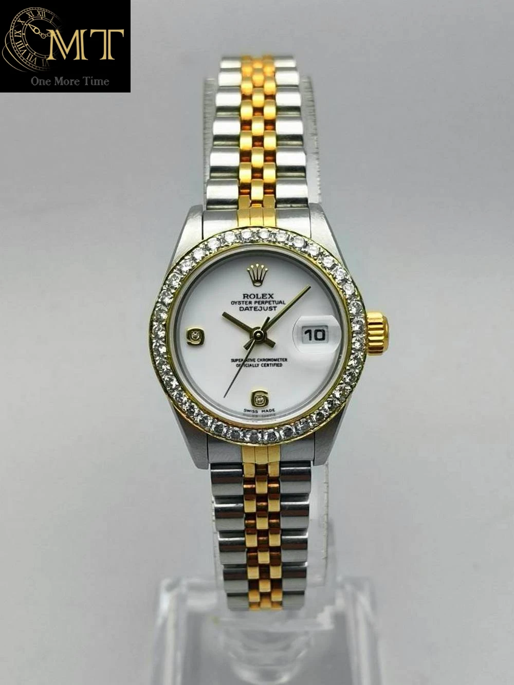 Rolex Lady-Datejust 26mm White Dial Diamond Bezel Gold & Steel Jubilee Ref.79173