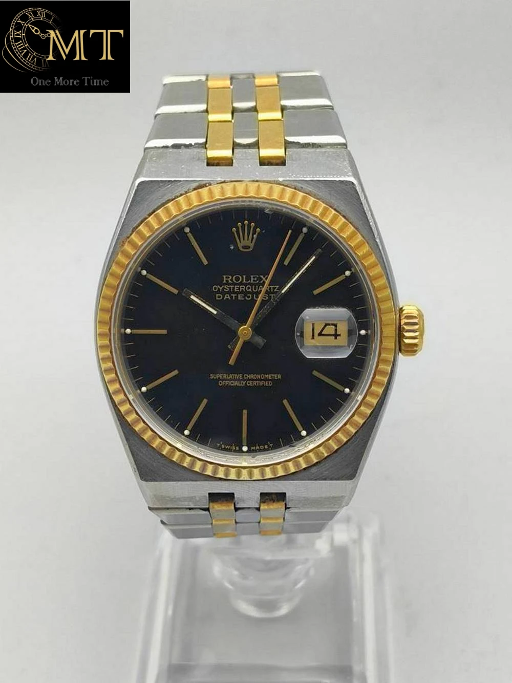 Rolex Oysterquartz Datejust 36mm Black Dial Gold & Steel Ref.17013