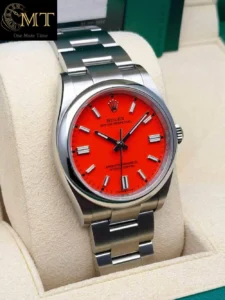 Rolex Oyster Perpetual 36mm Steel Coral Red Dial Ref.126000-3