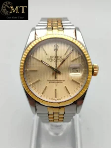 Rolex Datejust 36mm Steel-YG Champagne Tapestry Dial Ref.16013