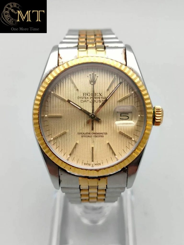 Rolex Datejust 36mm Steel-YG Champagne Tapestry Dial Ref.16013