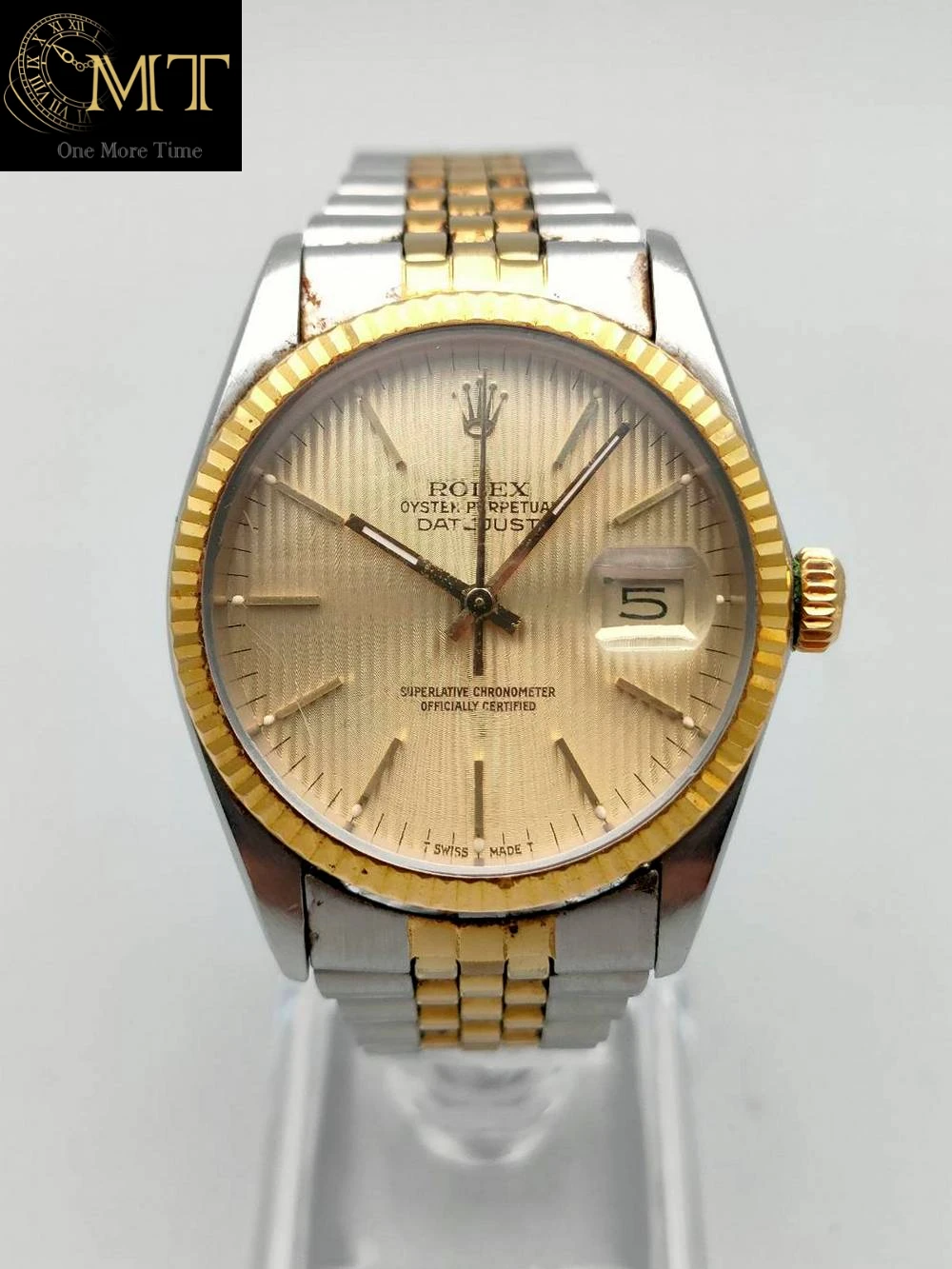 Rolex Datejust 36mm Steel-YG Champagne Tapestry Dial Ref.16013