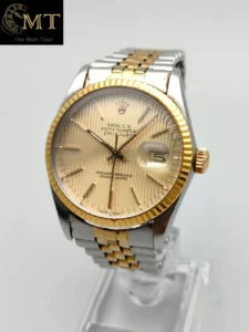 Rolex Datejust 36mm Steel-YG Champagne Tapestry Dial Ref.16013-2