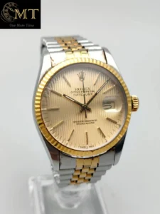 Rolex Datejust 36mm Steel-YG Champagne Tapestry Dial Ref.16013-3
