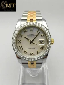 Rolex Datejust 36mm Steel-YG White Roman Diamond Bezel Ref.116233