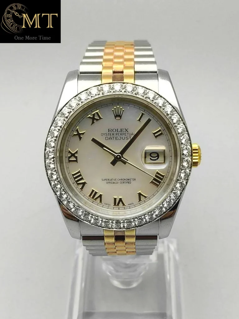 Rolex Datejust 36mm Steel-YG White Roman Diamond Bezel Ref.116233