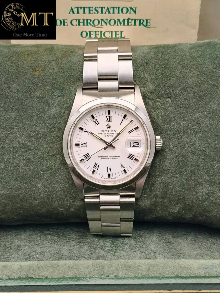 Rolex Oyster Perpetual Date 34mm Steel White Roman Dial Ref.15200