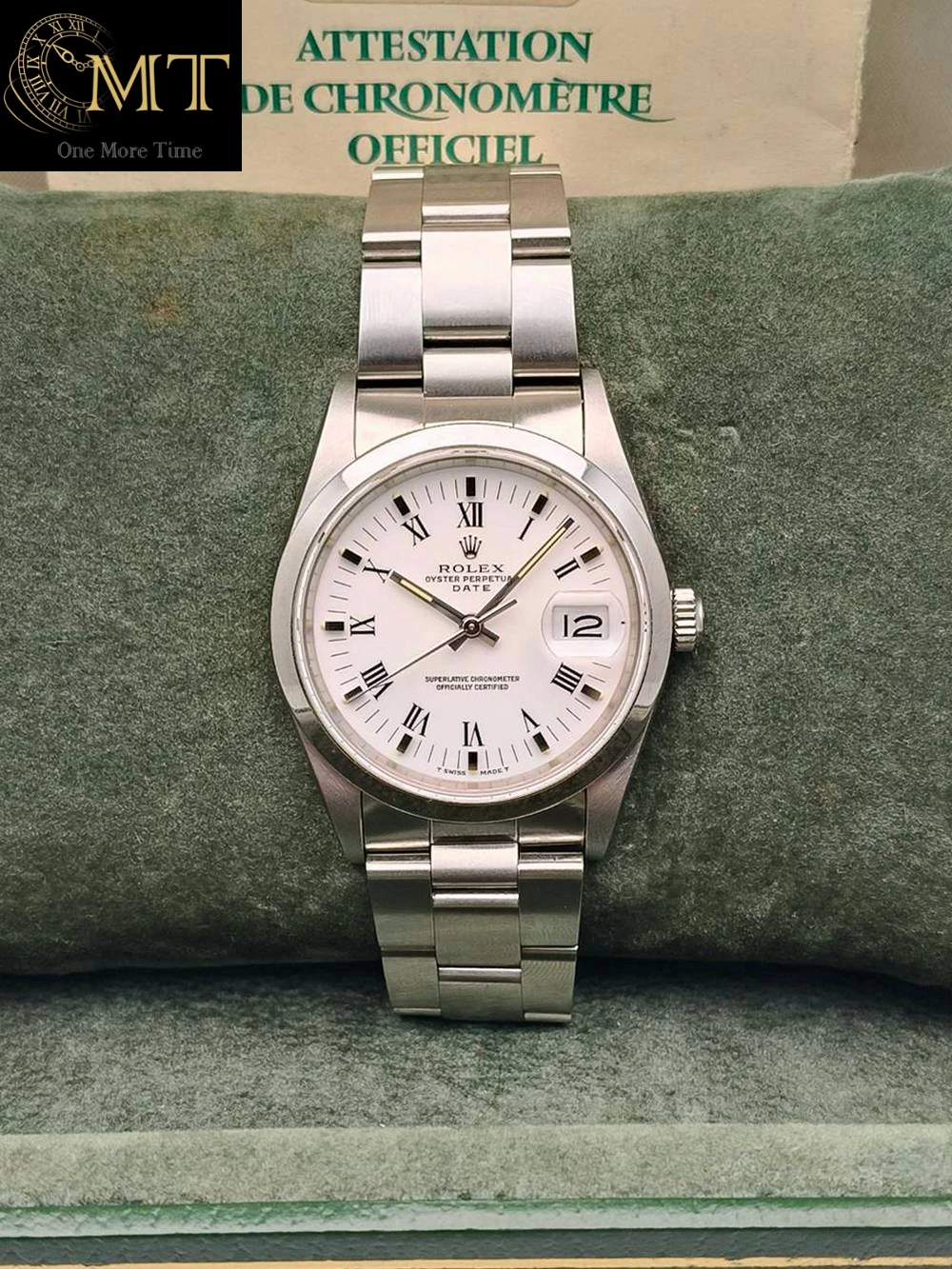 Rolex Oyster Perpetual Date 34mm Steel White Roman Dial Ref.15200