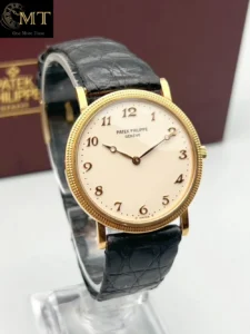 Patek Philippe Calatrava 32mm Yellow Gold Ivory Breguet Dial Hobnail Bezel Ref.3520D-3