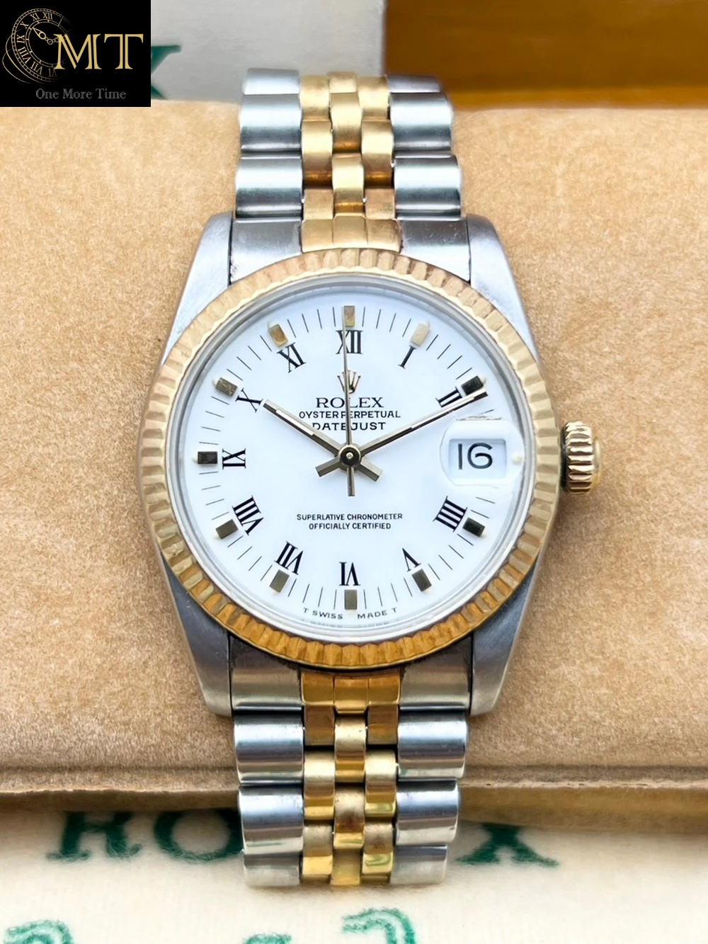Rolex Datejust 31mm Steel & YG White Roman Dial Fluted Bezel Ref.68273