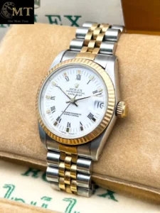 Rolex Datejust 31mm Steel & YG White Roman Dial Fluted Bezel Ref.68273-2