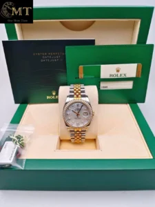 Rolex Datejust 36mm Steel & YG White MOP Diamond Dial Diamond Bezel Jubilee Ref.116243-4