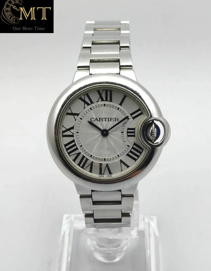 Cartier Ballon Bleu 33mm Steel Silver Guilloche Roman Dial Bracelet Ref.W6920084