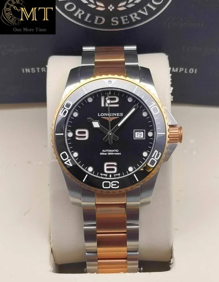 Longines HydroConquest 41mm Black Dial Two-Tone Steel Yellow Gold Auto Ref.L3.781.3.56.7