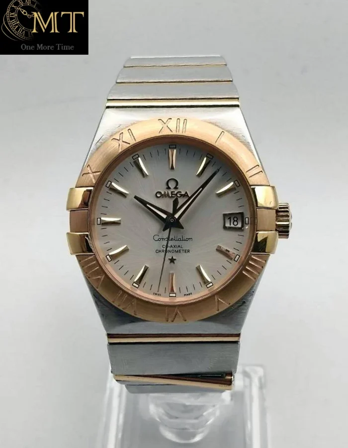 Omega Constellation 38mm Two-Tone Steel Red  Gold Silver Dial Ref.123.20.38.21.02.001