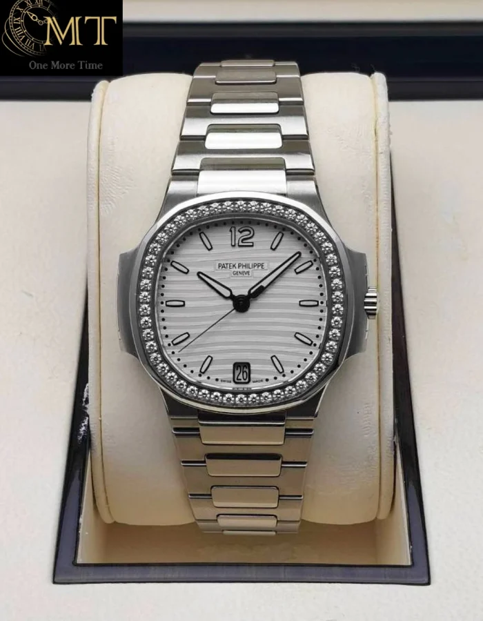 Patek Philippe Nautilus Steel 33.6mm Silvery White Dial Diamond Bezel Ref.7018/1A-001