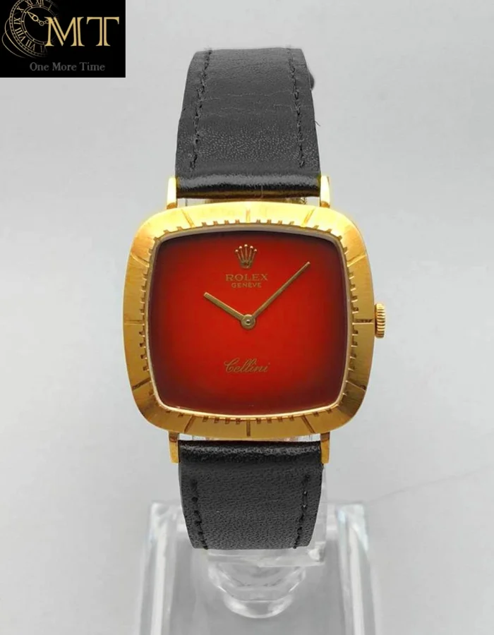 Rolex Cellini Yellow Gold 18k Vignette Red Dial Ref.4084