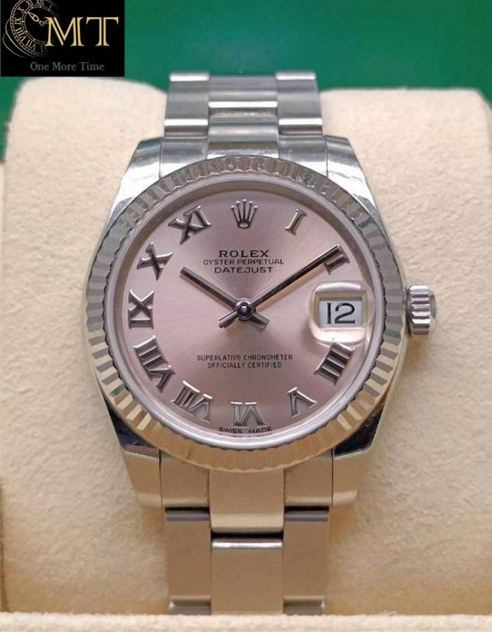 Rolex Datejust 31mm Pink Roman Numeral Dial Oyster Bracelet Ref.178274