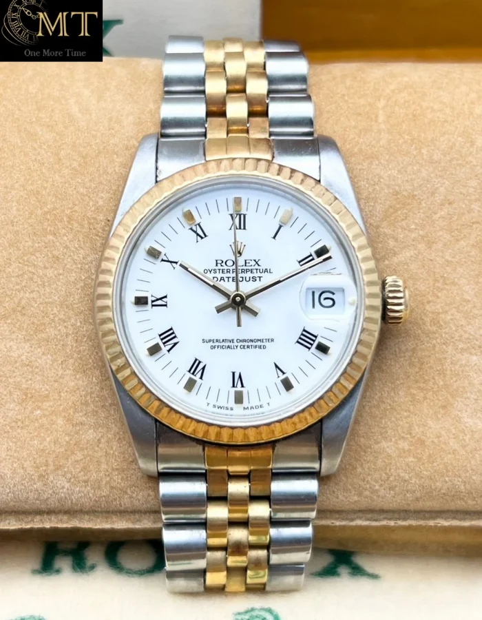 Rolex Datejust 31mm Steel & YG White Roman Dial Fluted Bezel Ref.68273