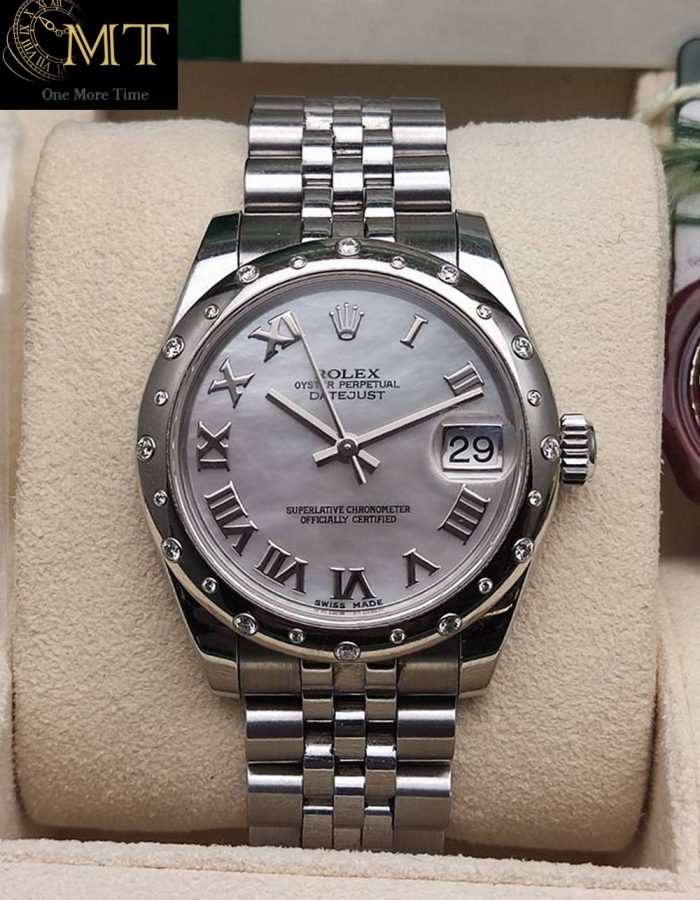 Rolex Datejust 31mm White Mother of Pearl Roman Numeral Diamond Watch Ref.178344