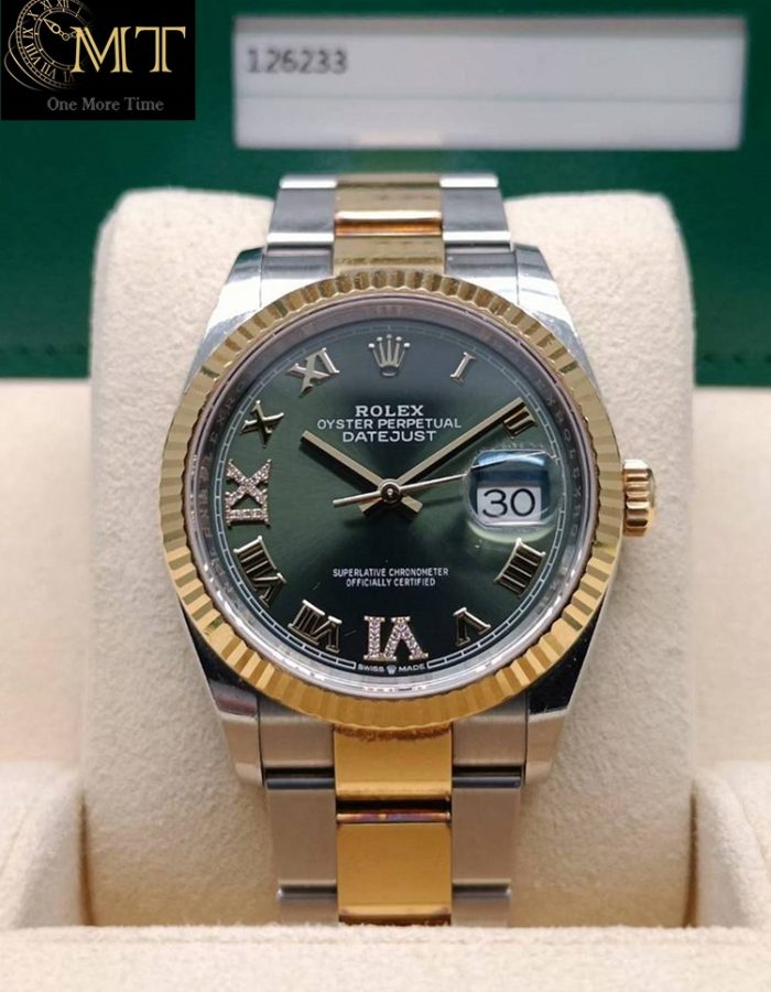 Rolex Datejust 36m 2Tone Olive Green Dial Ref.126233
