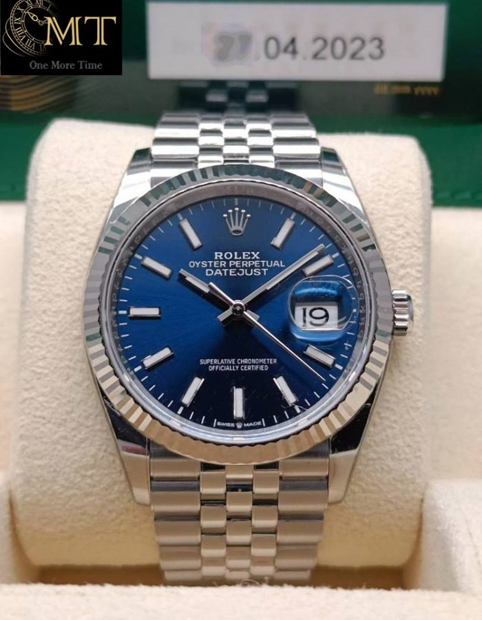 Rolex Datejust 36mm Blue Dial 18 White Gold Bezel Jubilee Bracelet Ref.126234