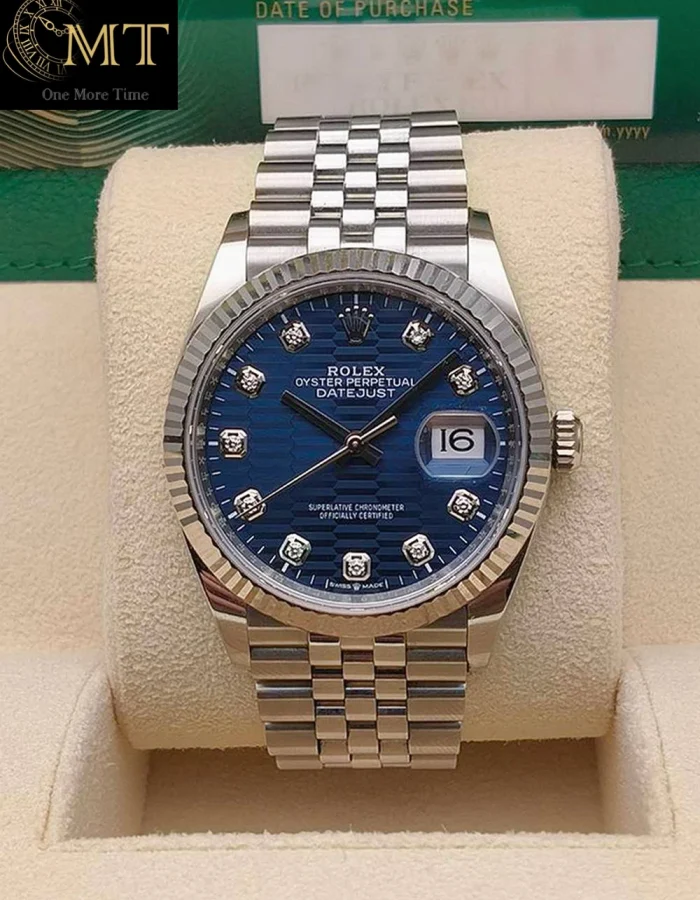 Rolex Datejust 36mm Blue Fluted Motif Diamond Dial Unisex Watch Ref.126234
