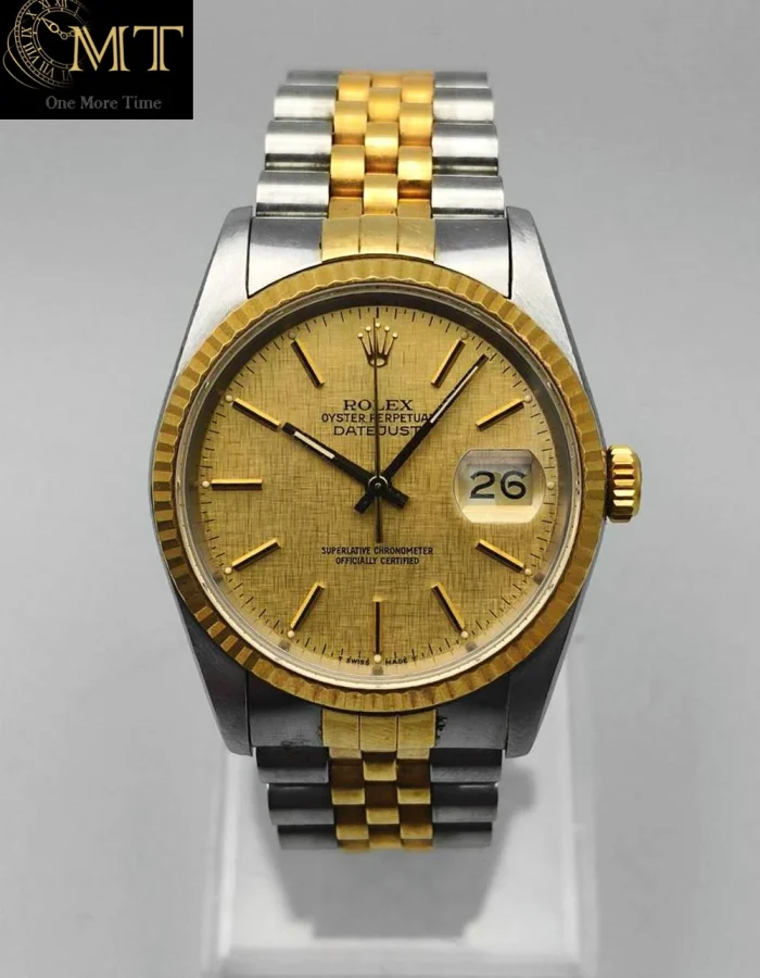 Rolex Datejust 36mm Gold & Steel Champagne Linen Dial Ref.16233
