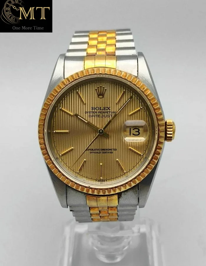 Rolex Datejust 36mm Gold&Steel Champagne Tapestry Dial Ref.16233