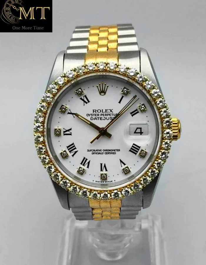 Rolex Datejust 36mm Jubilee Gold & Steel White Roman Diamond Dial Ref.16233
