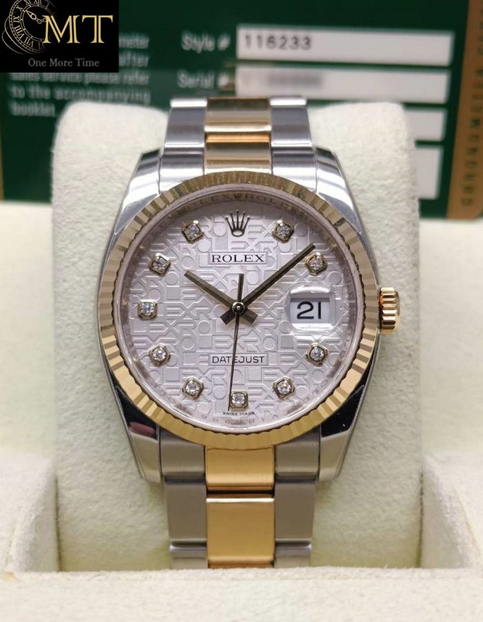 Rolex Datejust 36mm Silver  Diamond Dial Oyster Bracelet Ref.116233