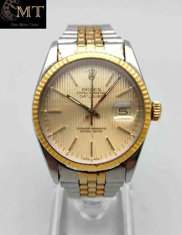 Rolex Datejust 36mm Steel-YG Champagne Tapestry Dial Ref.16013
