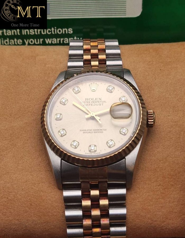 Rolex Datejust 36mm Two-Tone Silver Diamond Dial Ref.16233