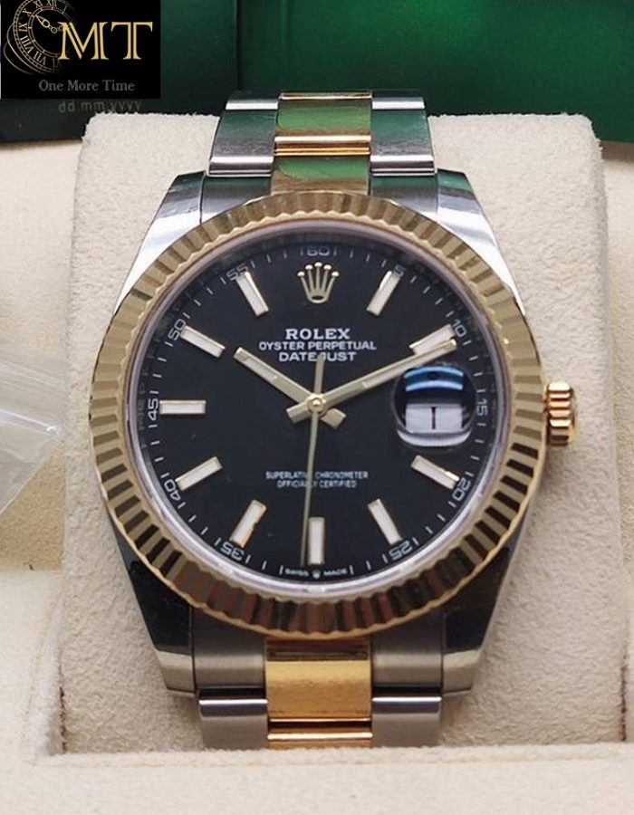 Rolex Datejust 41mm Black Dial Yellow Gold 18k Fluted Bezel Ref.126333