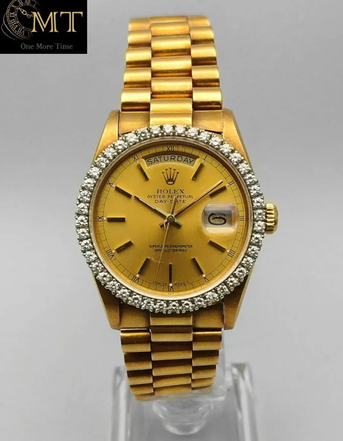 Rolex Day-Date 36mm Yellow Gold Champagne Dial Diamond Bezel Ref.18048