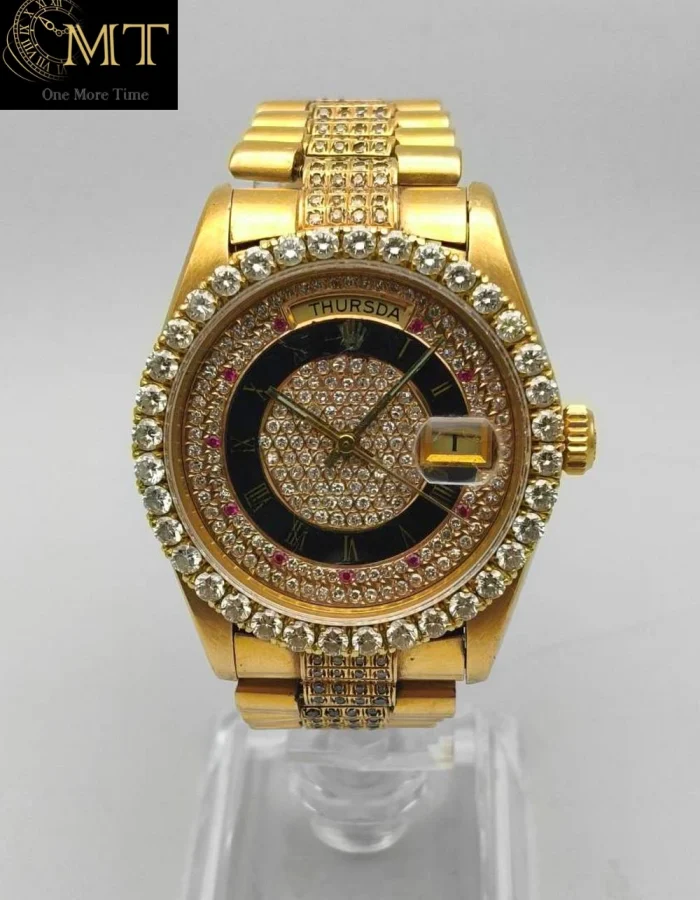 Rolex Day-Date President Yellow Gold 18k Myriad Diamond & Ruby Dial