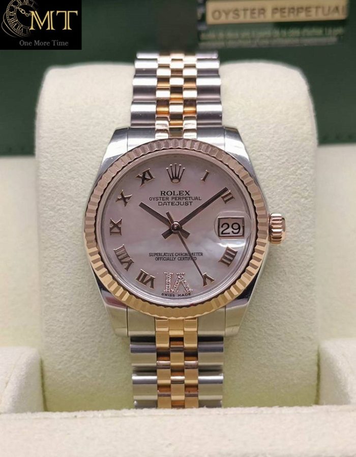 Rolex Ladies Datejust 31mm SS & Everrose Gold MOP Roman Dial Ref.178271