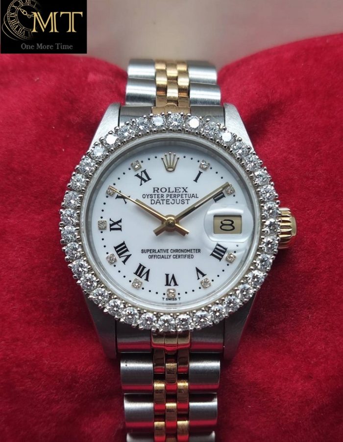 Rolex Lady-Datejust 26mm 2Tone White Roman Diamond Dial Ref.69173