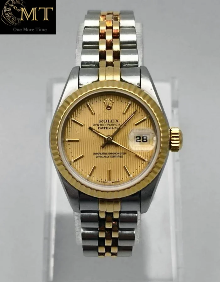Rolex Lady-Datejust 26mm Gold & Steel Champagne Tapestry Dial Ref.69173